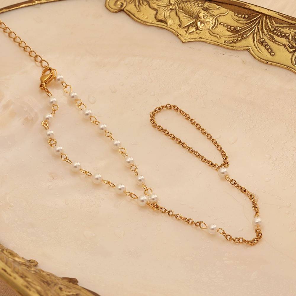 Gold Plated Daily Wear Ira Pearl Hand Chain Bracelet : JDBW2404002