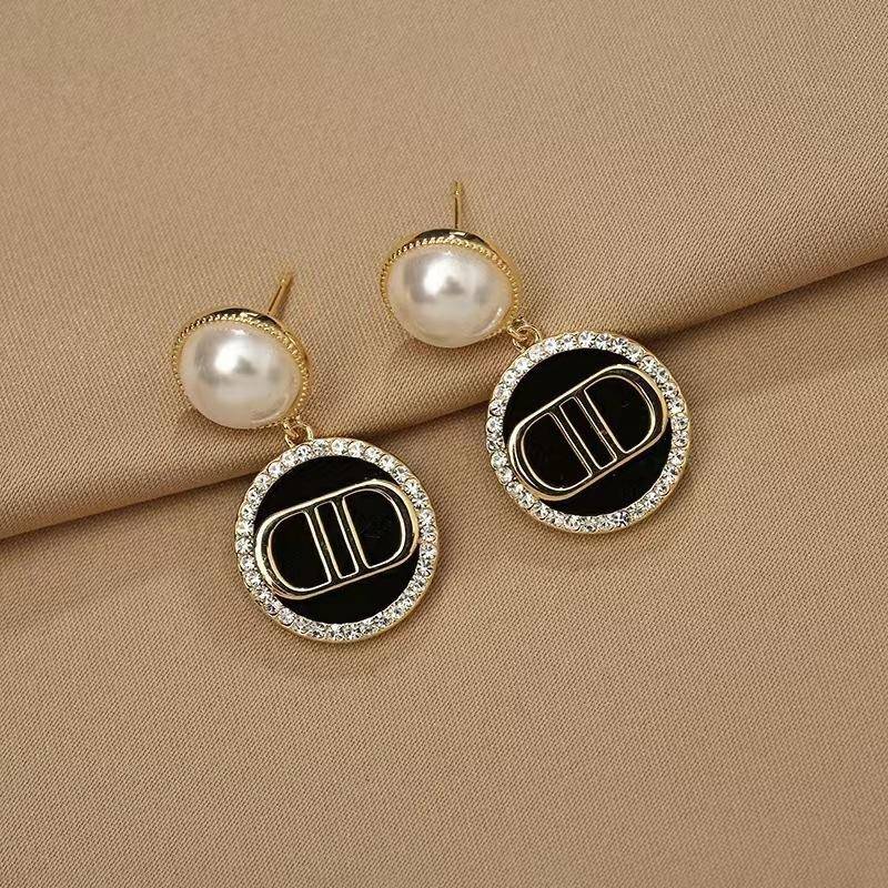 Black Disc Pearl Drop Earrings For Women | Gold Plated Crystal Studded Designer Earrings | Elegant Party & Luxu : AST-EAR-0072