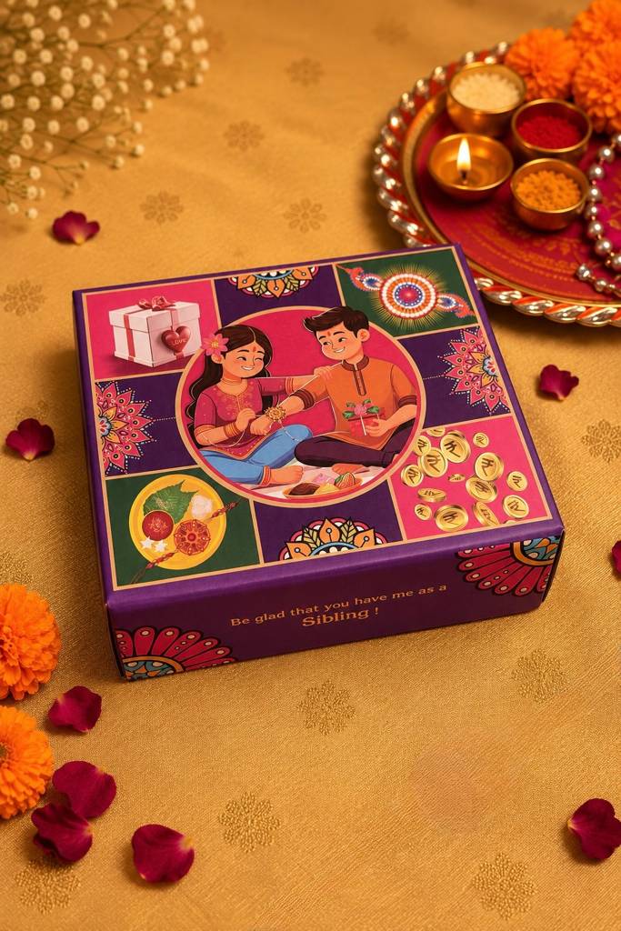 White Kundan And Pearls Rakhi & Lumba Hamper Set : HAM-015
