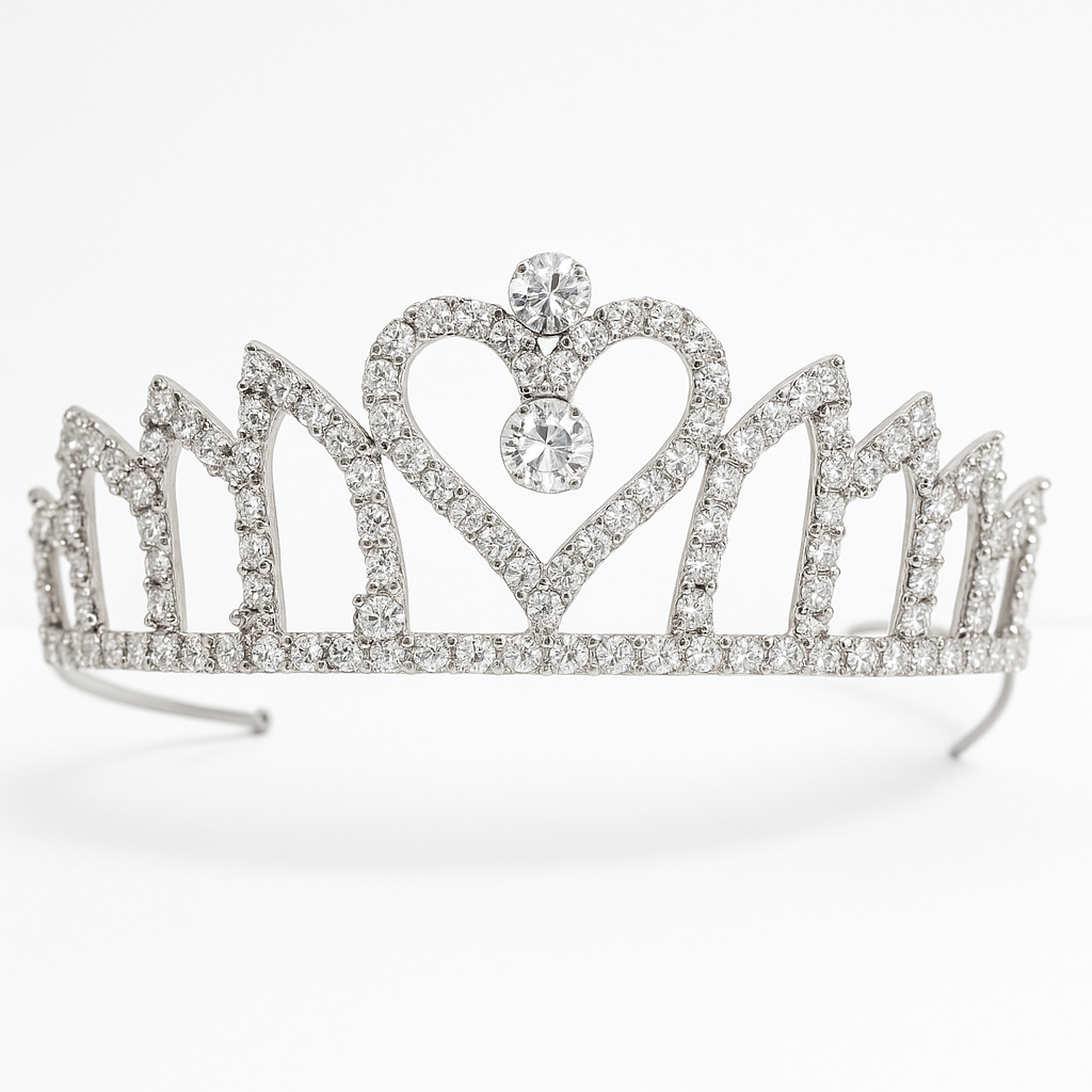 Silver Crystal Tiara For Women -- Elegant Rhinestone Flower Crown Headband For Brides, Weddings, Prom & Pageants : M4SK-HART-PRO