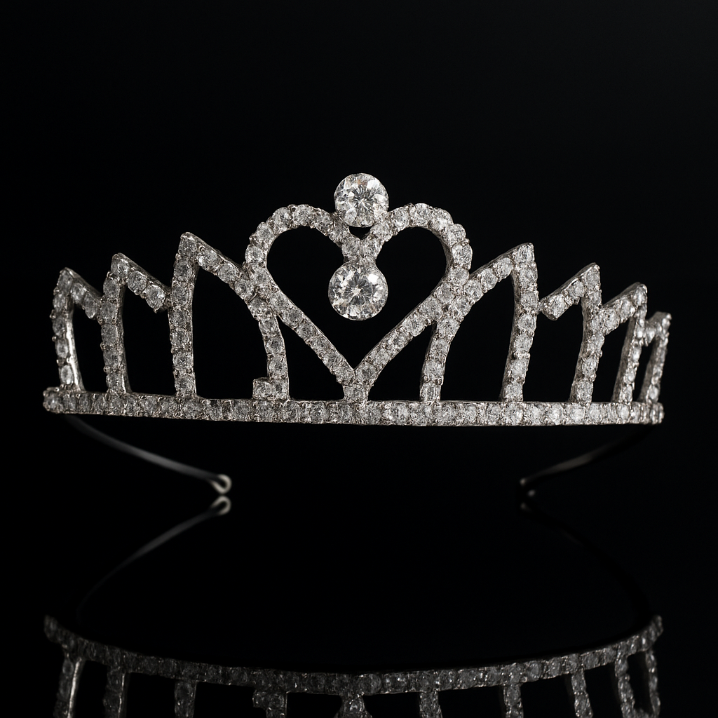 Silver Crystal Tiara For Women -- Elegant Rhinestone Flower Crown Headband For Brides, Weddings, Prom & Pageants : M4SK-HART-PRO