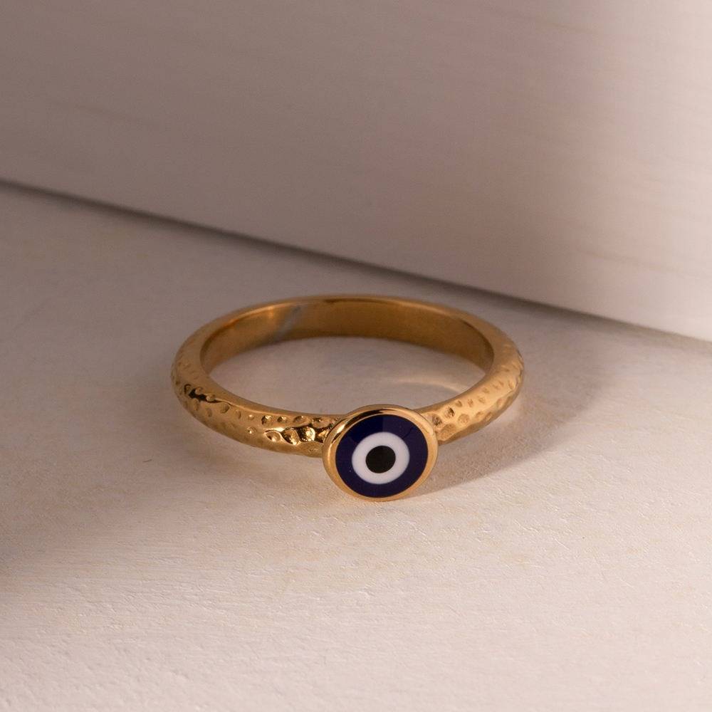 18K Gold Plated Enamel Evil Eye Ring : SSRG32-6