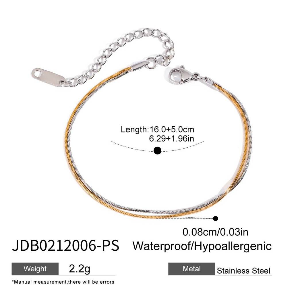 18K Gold Plated Anti-Tarnish Dual-Tone Silver Link Chain Bracelet : BRA-474