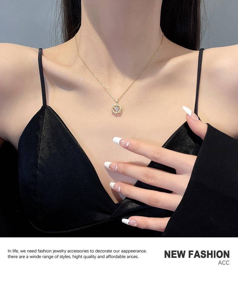Gold-Plated Crystal Swirl Pendant Necklace – Elegant Cz Stone Daily Wear Necklace For Women : AST-NEK-0028