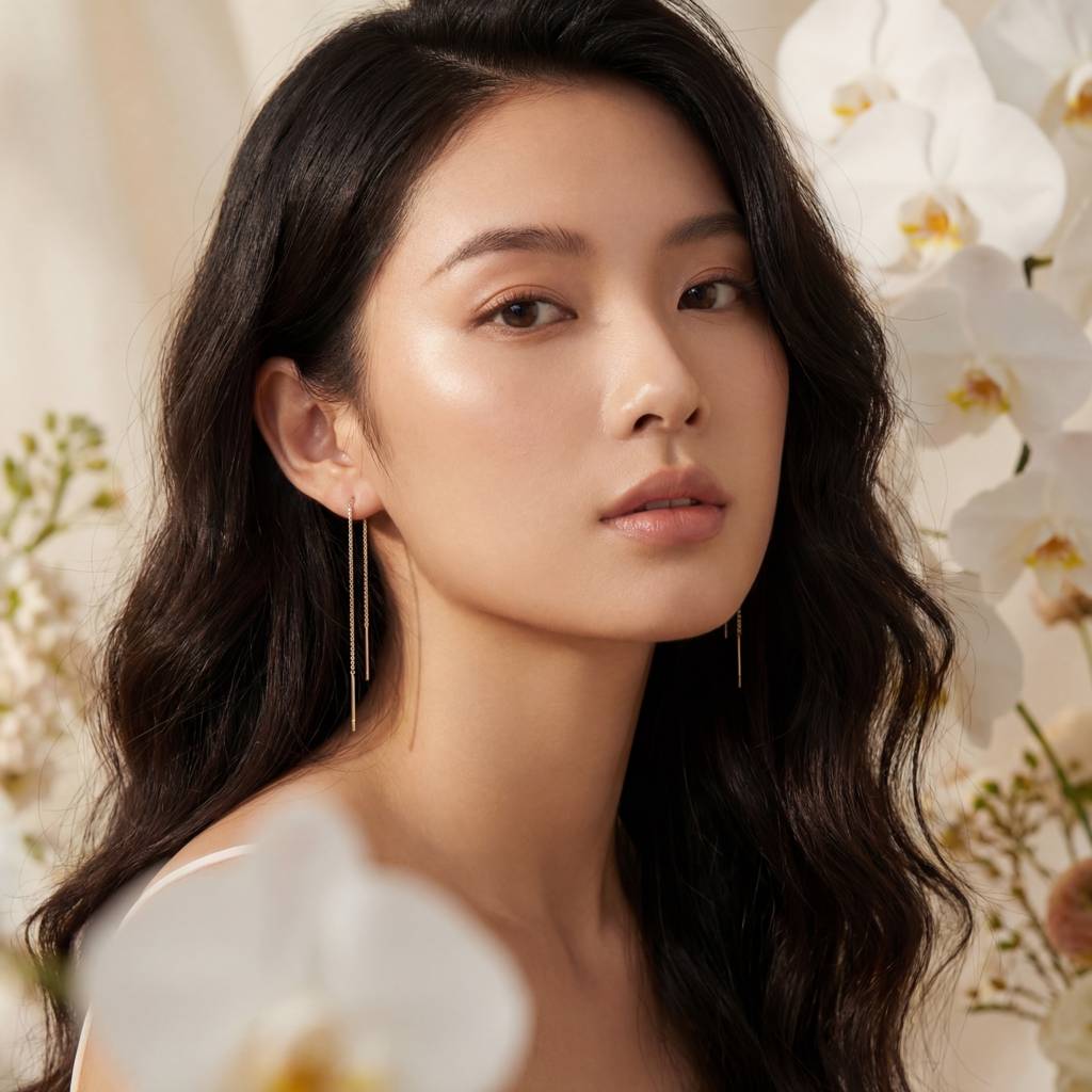 Korean Parallel Gold Threader Earrings : YUFSER268