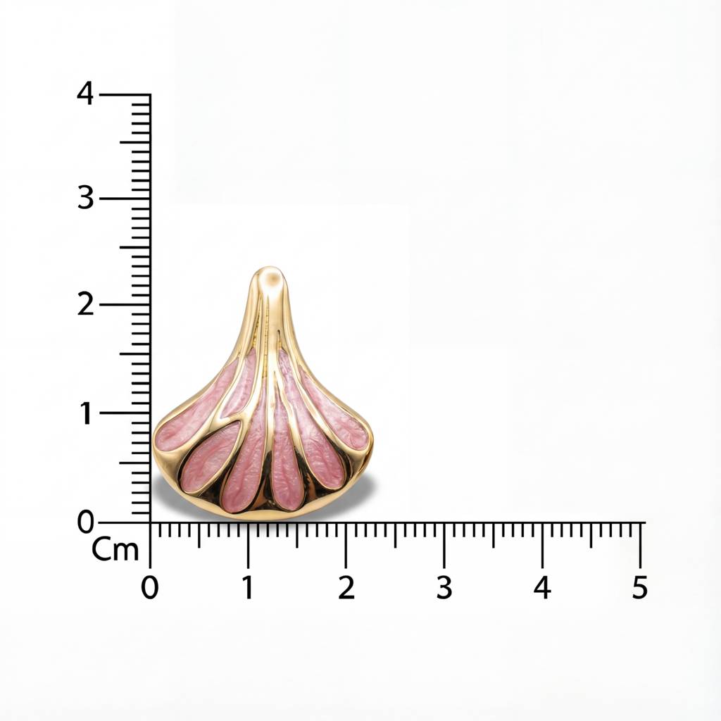 Korean Coral Pink & Gold Fan Earrings : YUFSER273