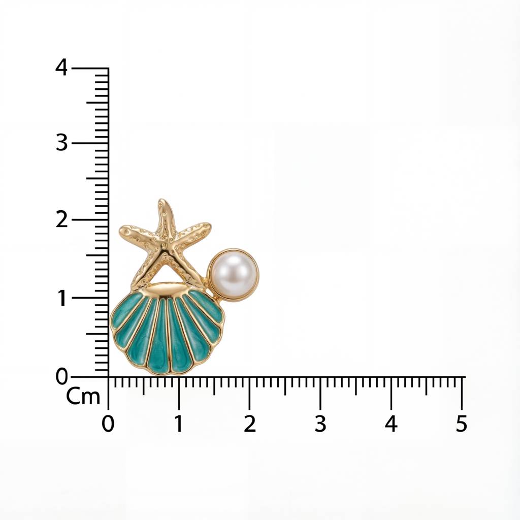 Korean Ocean Trio Starfish & Scallop Earrings : YUFSER274