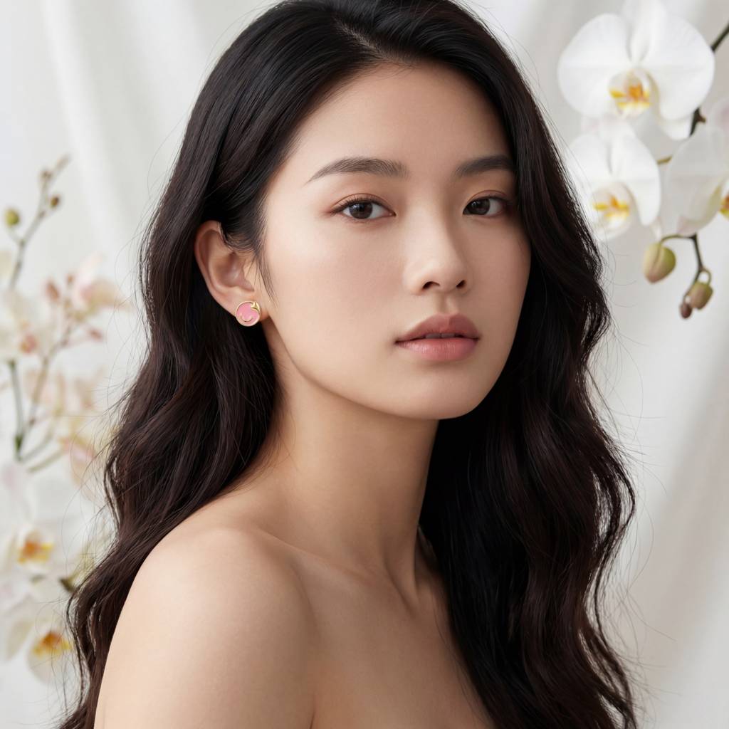 Korean Sweet Blush Swirl Studs : YUFSER276