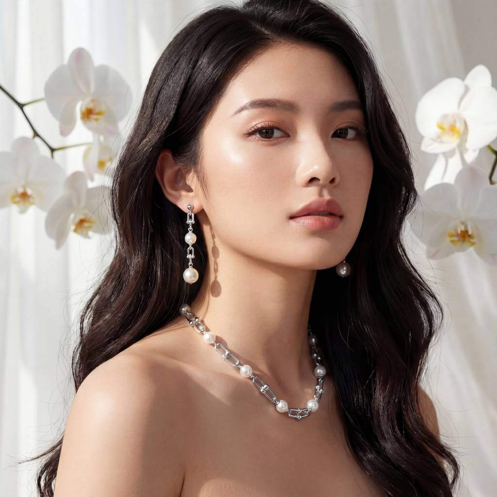 Korean  Hardware Pearl Necklace Set : YUFSNS001