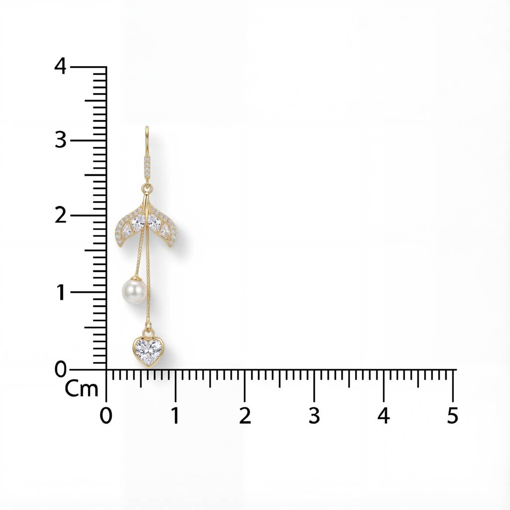 Korean Sparkling Flora & Heart Statement Dangles : YUFSER284