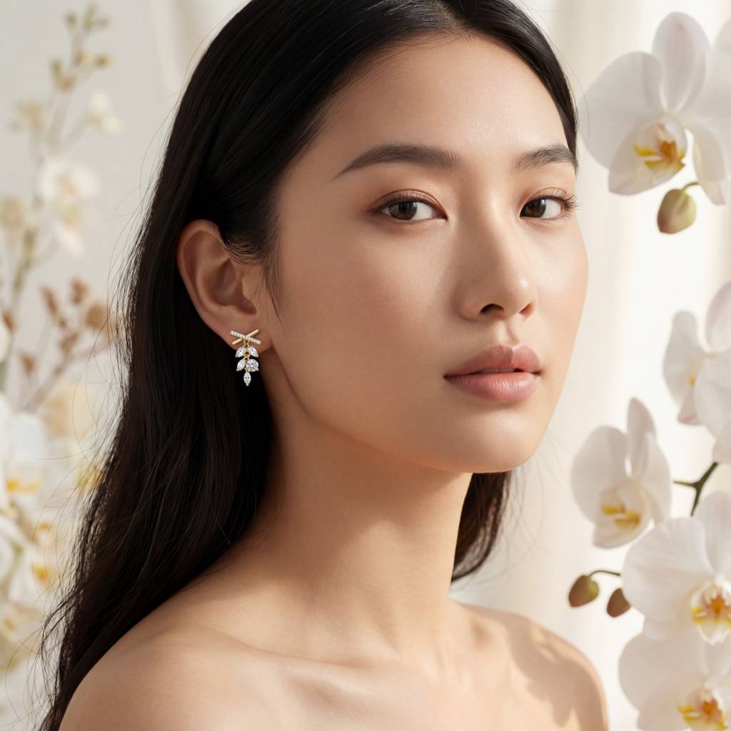 Korean Crystal Cascade Criss-Cross Studs : YUFSER282