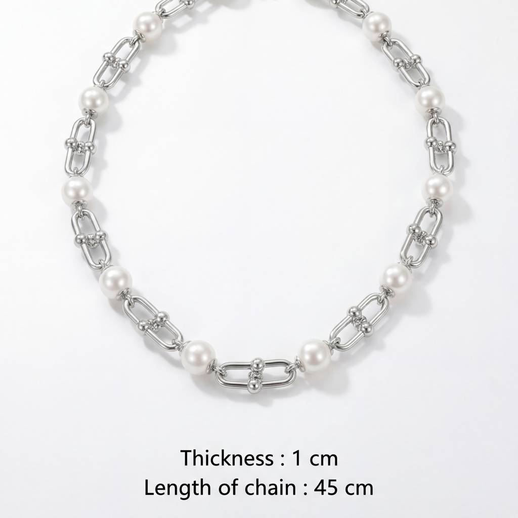 Korean  Hardware Pearl Necklace Set : YUFSNS001