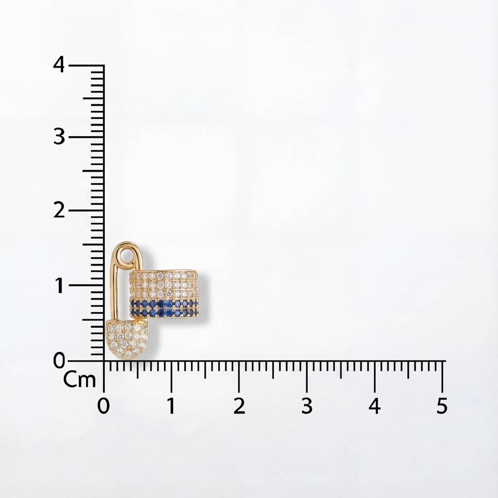 Korean Sapphire & Diamond Safety Pin : YUFSNS002