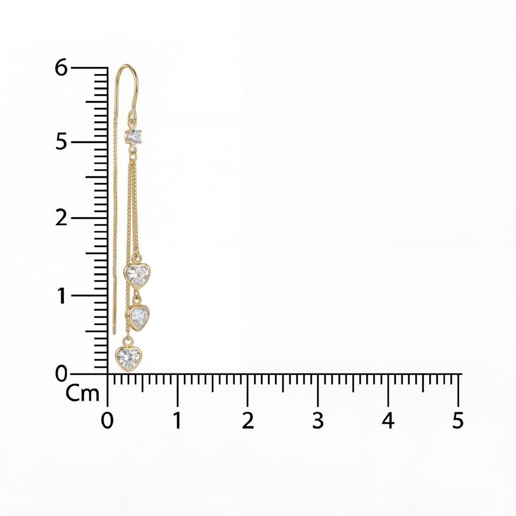 Korean Triple Heart Crystal Threaders : YUFSER287