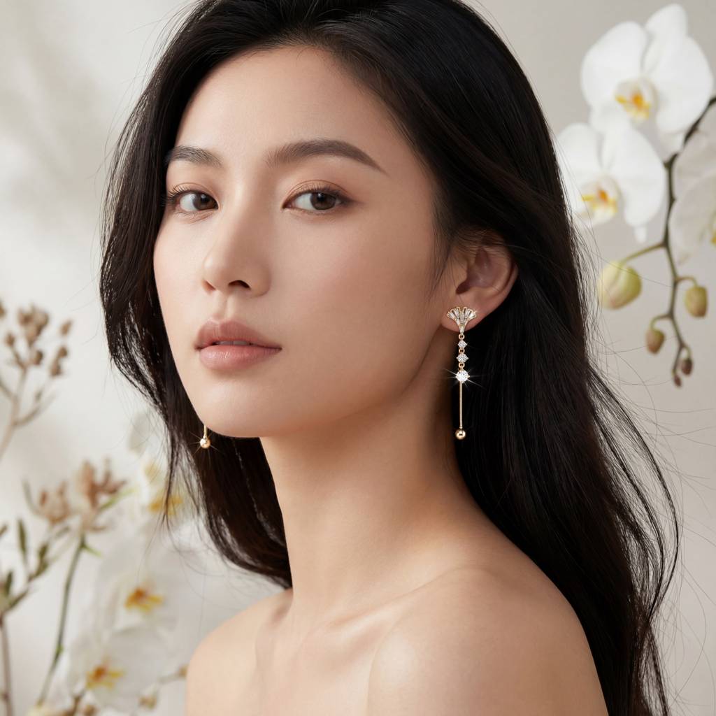 Korean Glamour Crystal Threader Earrings : YUFSER286