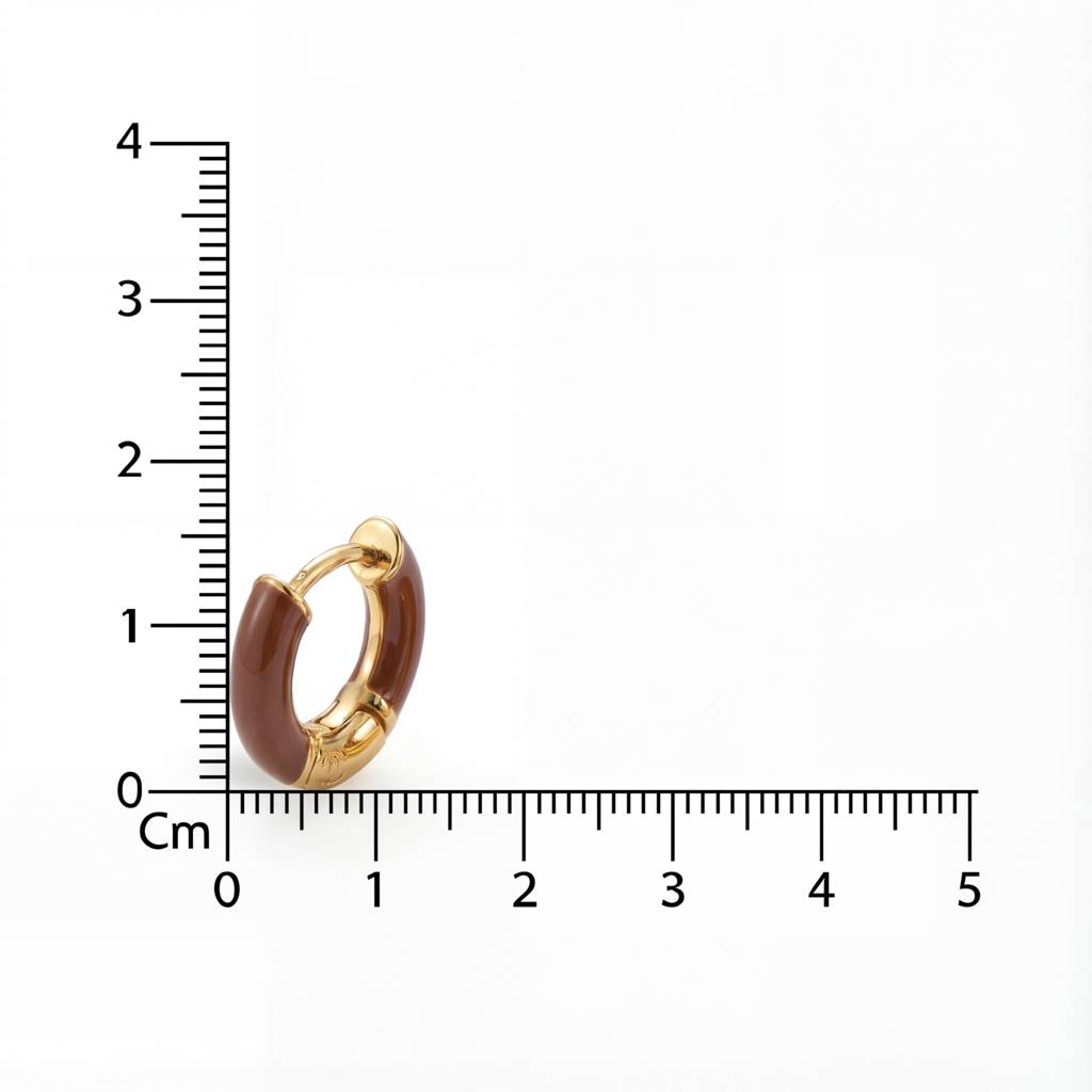 Korean Mocha Enamel & Gold Huggie Hoops : YUFSER292