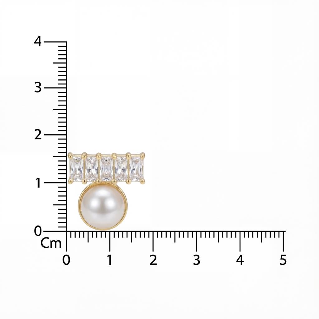 Korean Baguette Crystal & Pearl Drop Stud Earrings : YUFSER295