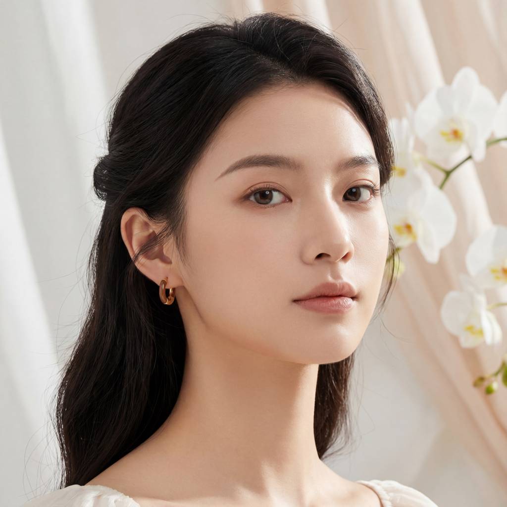 Korean Mocha Enamel & Gold Huggie Hoops : YUFSER292