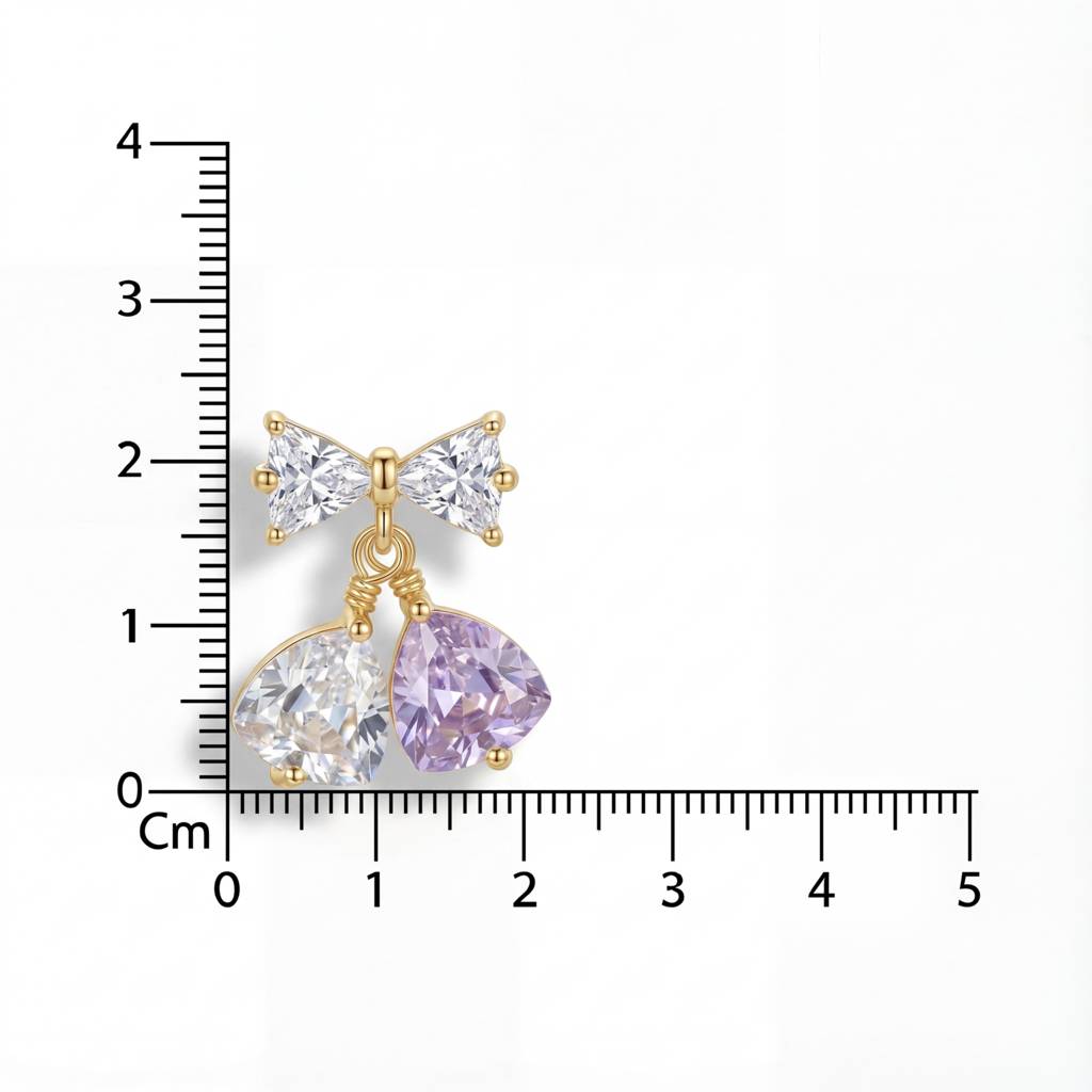 Korean Crystal Bow & Bell Drop Studs : YUFSER300