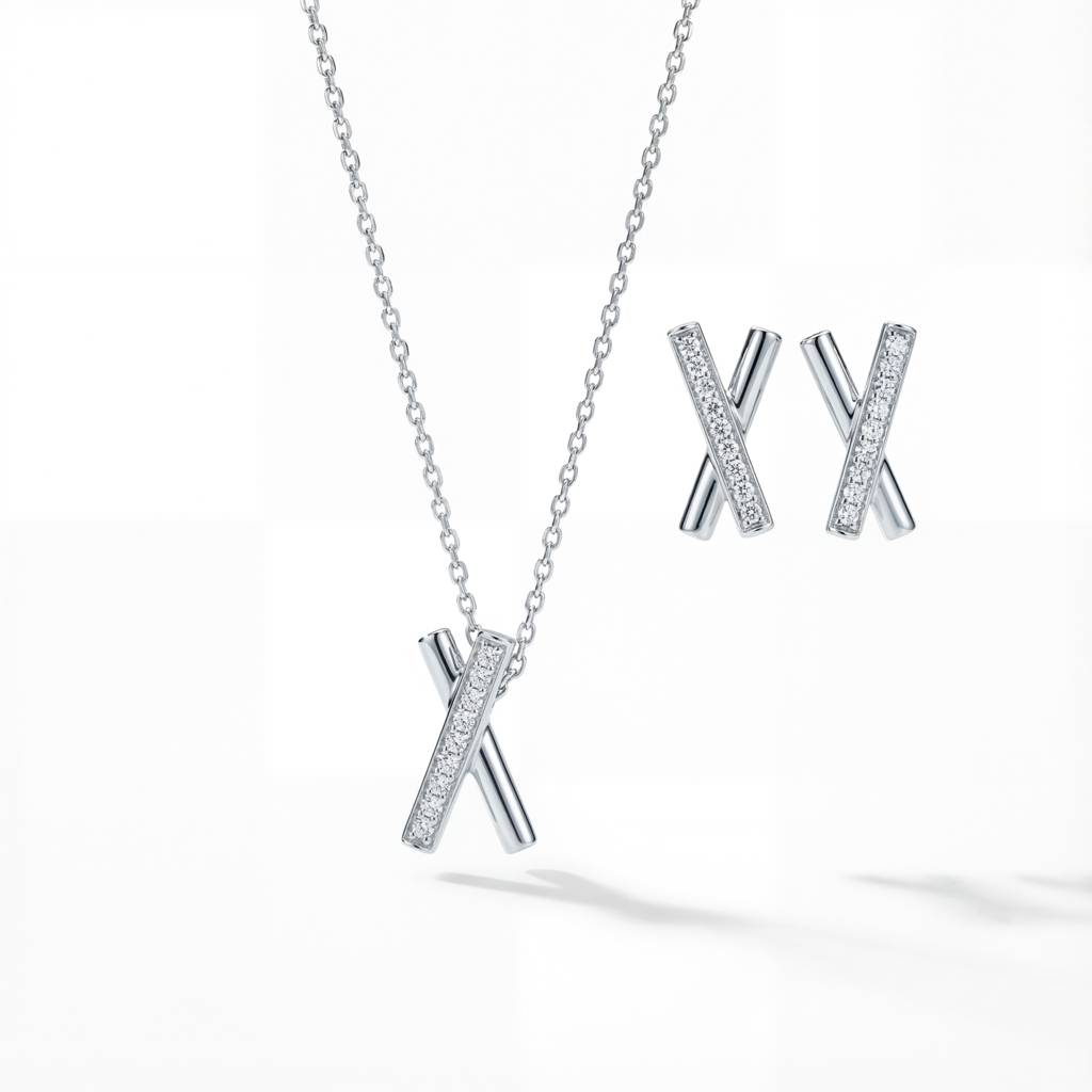 Korean Crossed Bar Jewelry Set : YUFSNS013