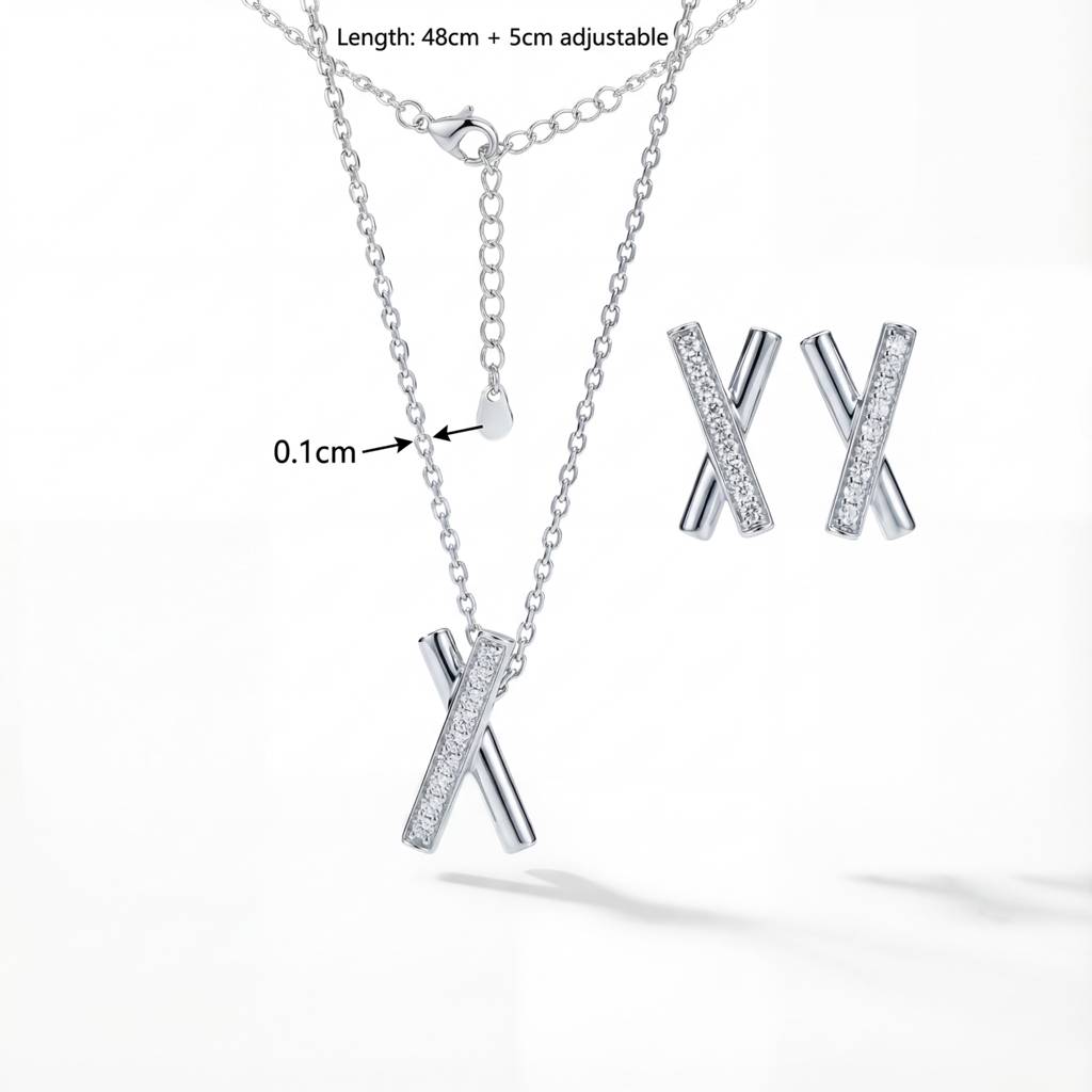 Korean Crossed Bar Jewelry Set : YUFSNS013