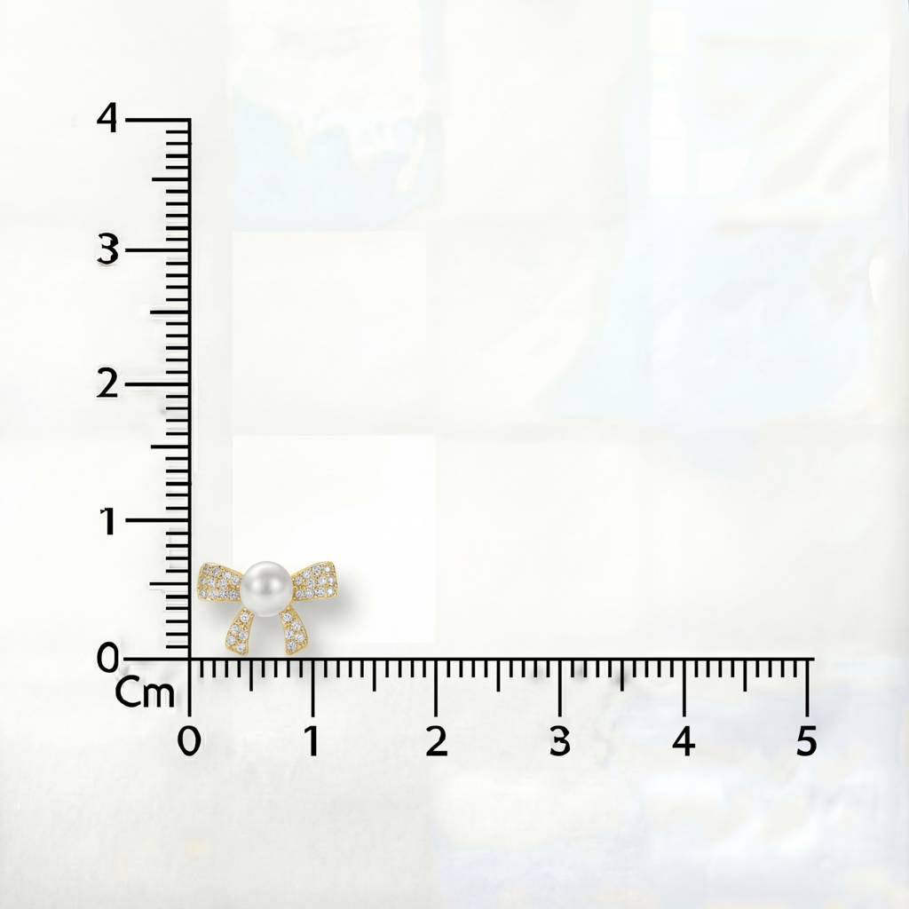 Korean  Bow & Pearl Stud Earrings : YUFSER003-YG