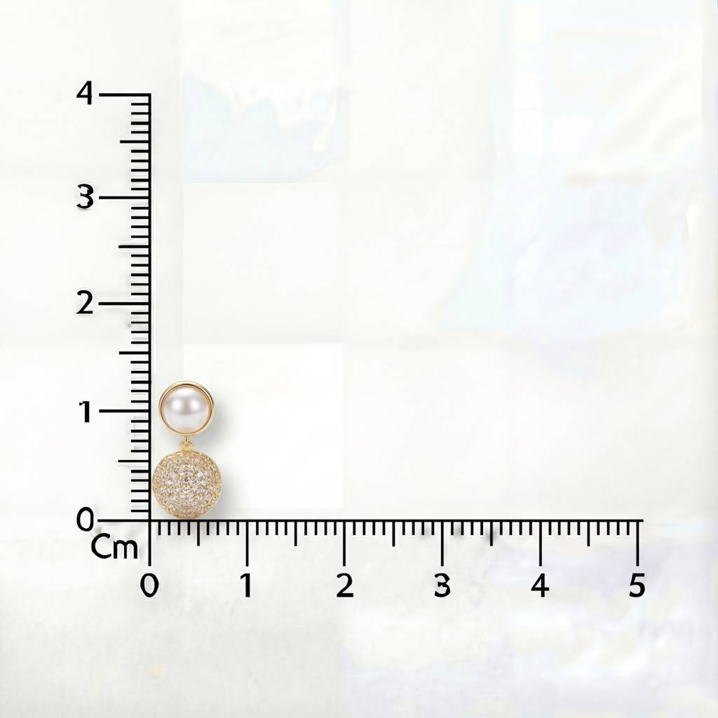 Korean  Orb & Pearl Drop Earrings : YUFSER004-YG