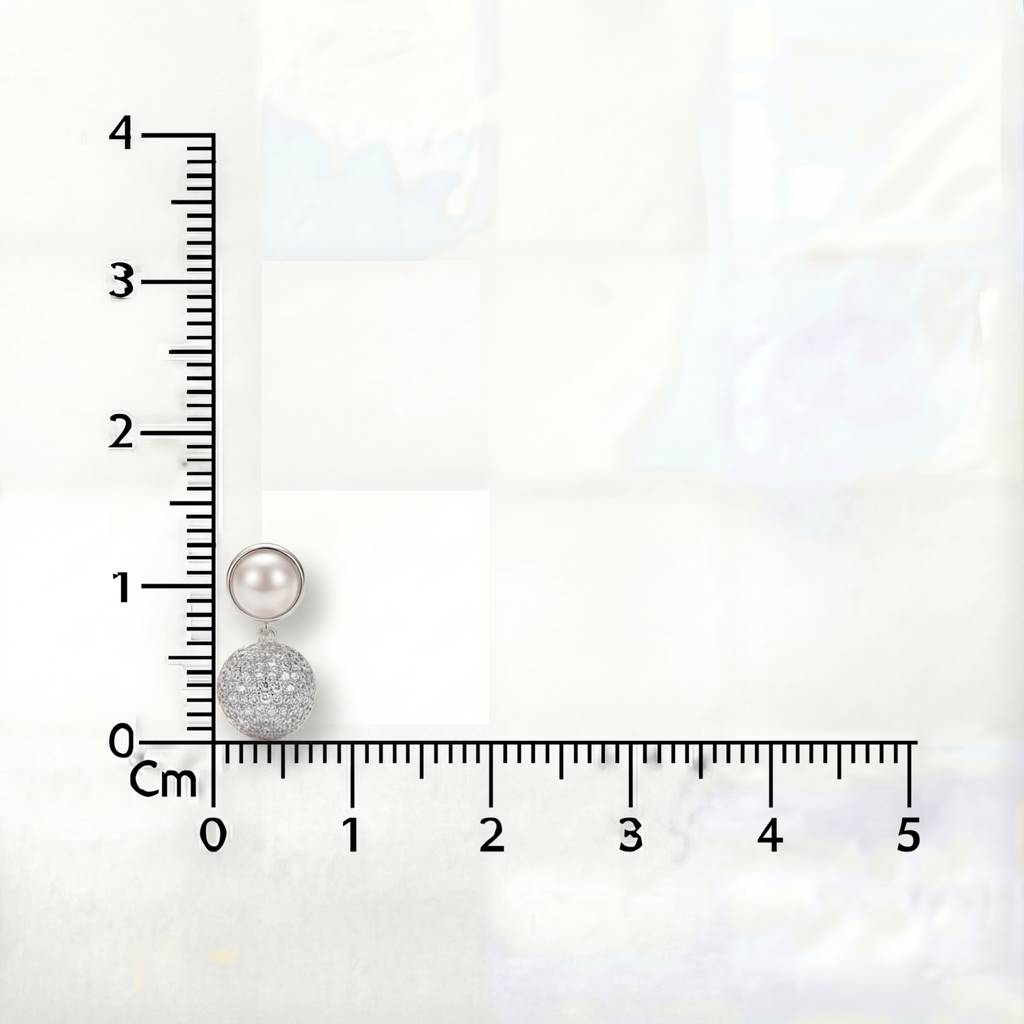 Korean  Orb & Pearl Drop Earrings : YUFSER004-SL