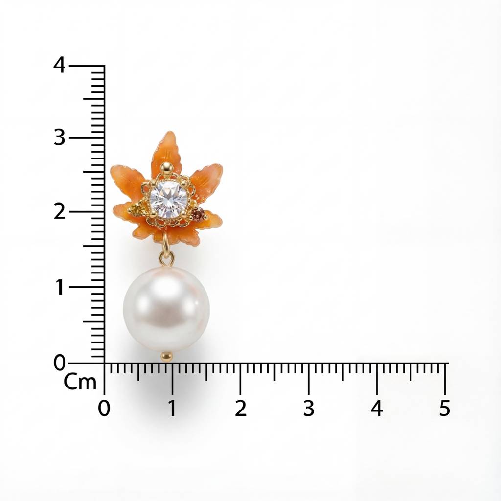 Korean Autumn Breeze Pearl & Amber Leaf Drops : YUFSER301