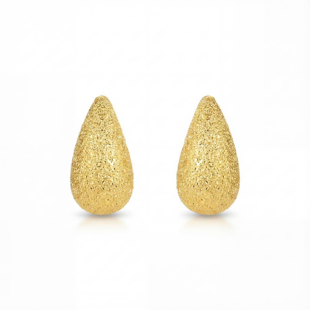 Korean Frost Teardrop Stud Earrings : YUFSER008-YG