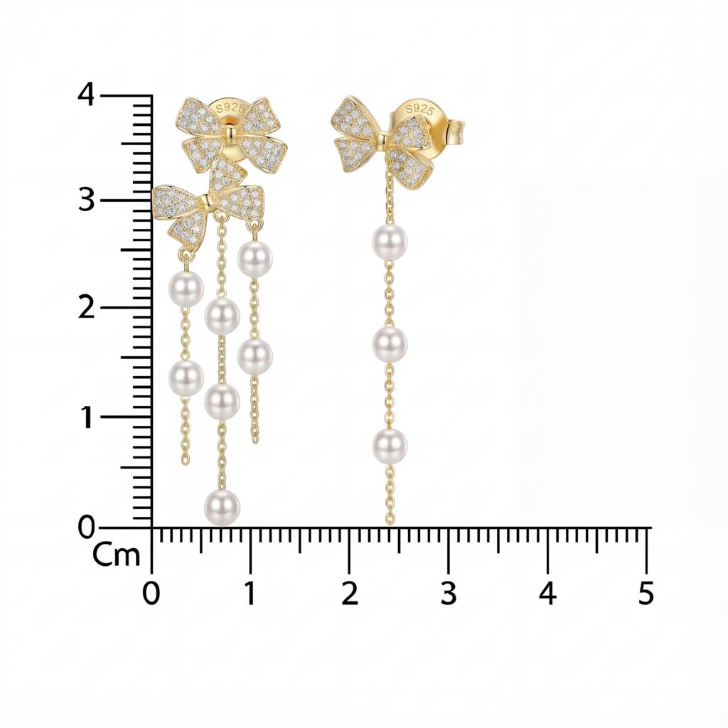 Korean Bow & Shimmering Pearl Drop Earring : YUFSER009-YG