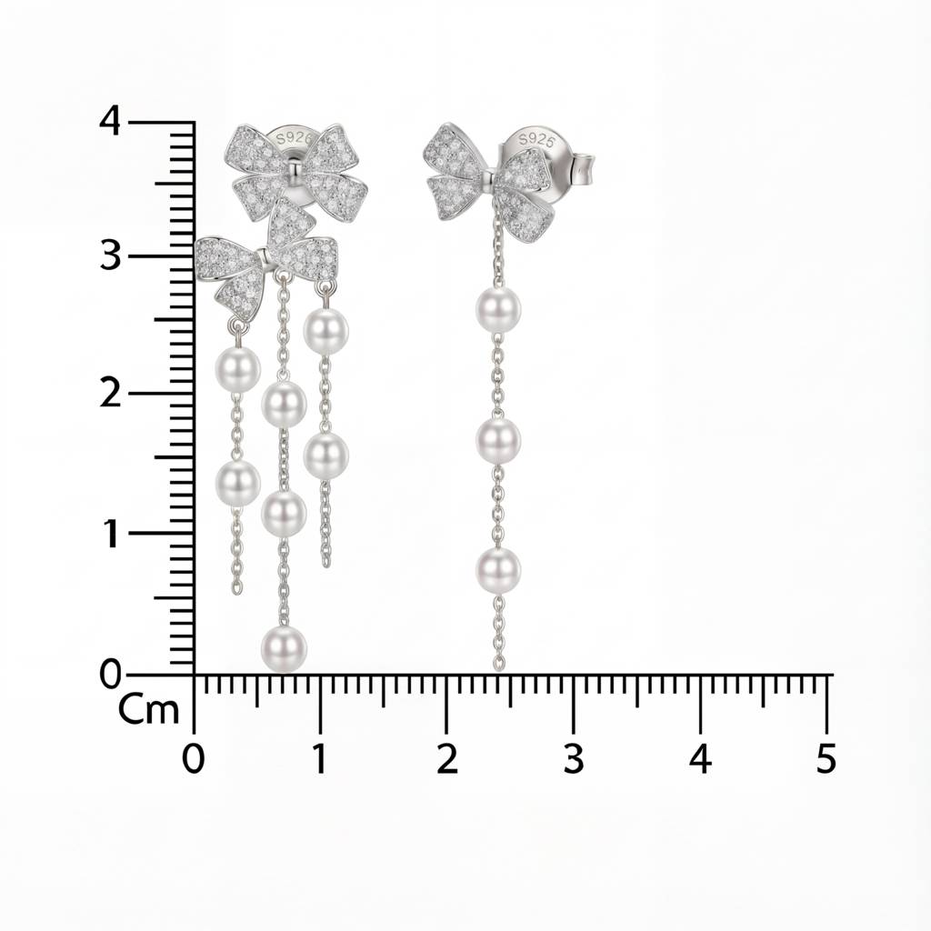 Korean Bow & Shimmering Pearl Drop Earring : YUFSER009-SL