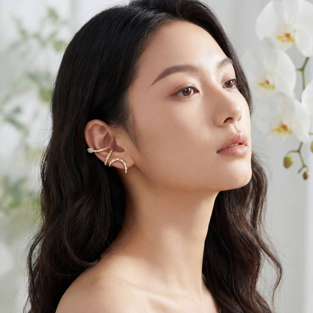 Korean Serpentine Wrap Ear Cuff : YUFSER013-YG