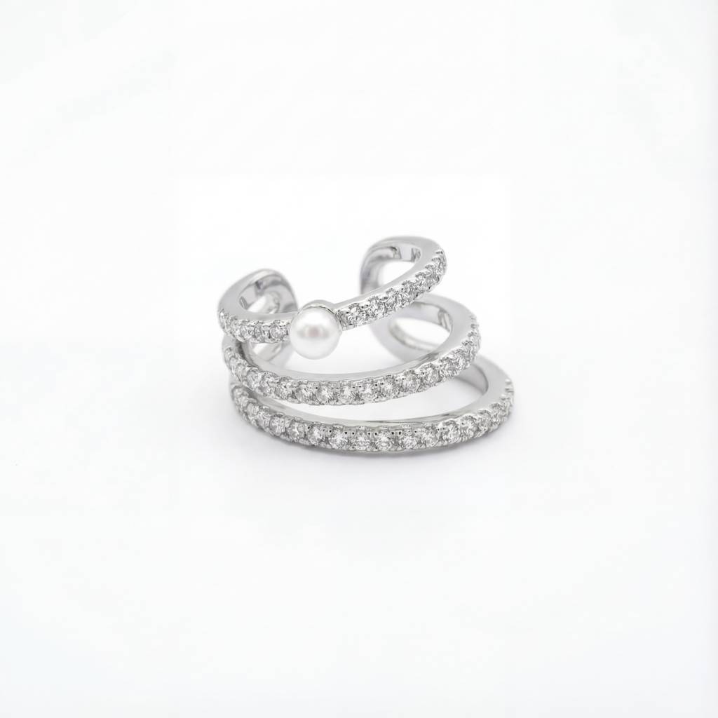 Korean Triple-Row Pearl Ear Cuff : YUFSER011-SL