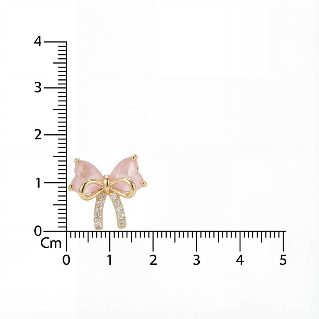 Korean Rose Quartz Ribbon Studs : YUFSER325
