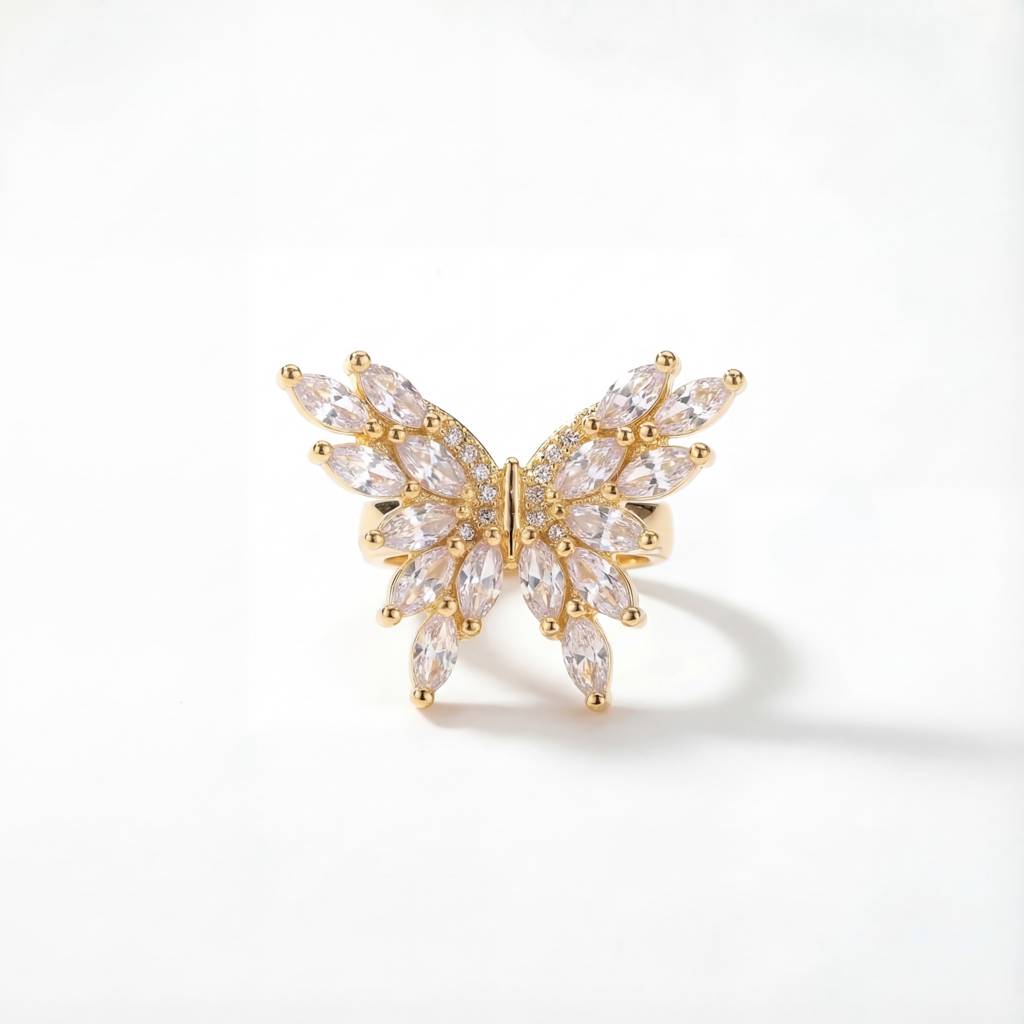 Korean Crystal Butterfly Statement Ear Cuff : YUFSER015-YG