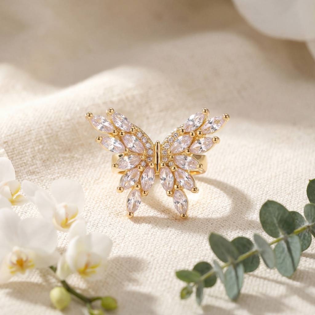 Korean Crystal Butterfly Statement Ear Cuff : YUFSER015-YG