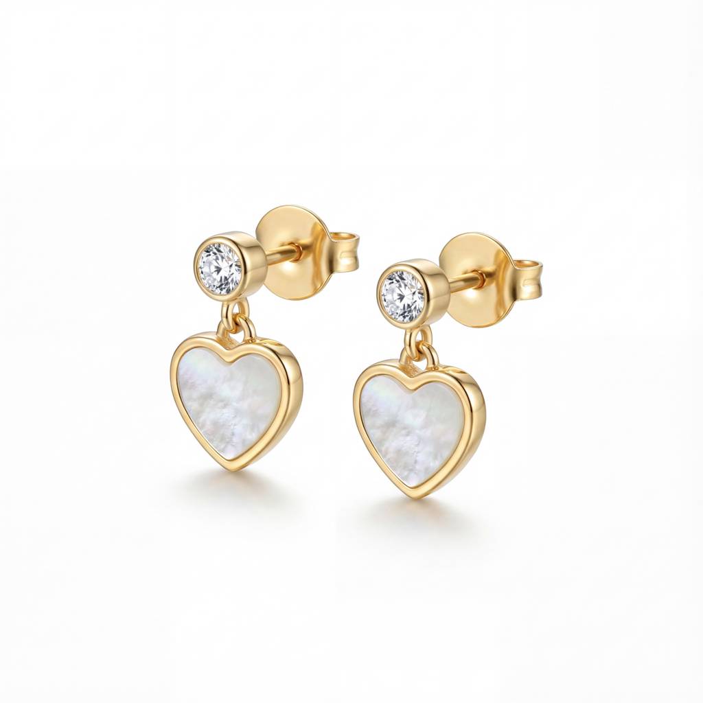 Korean Iridescent Heart Studs : YUFSER327