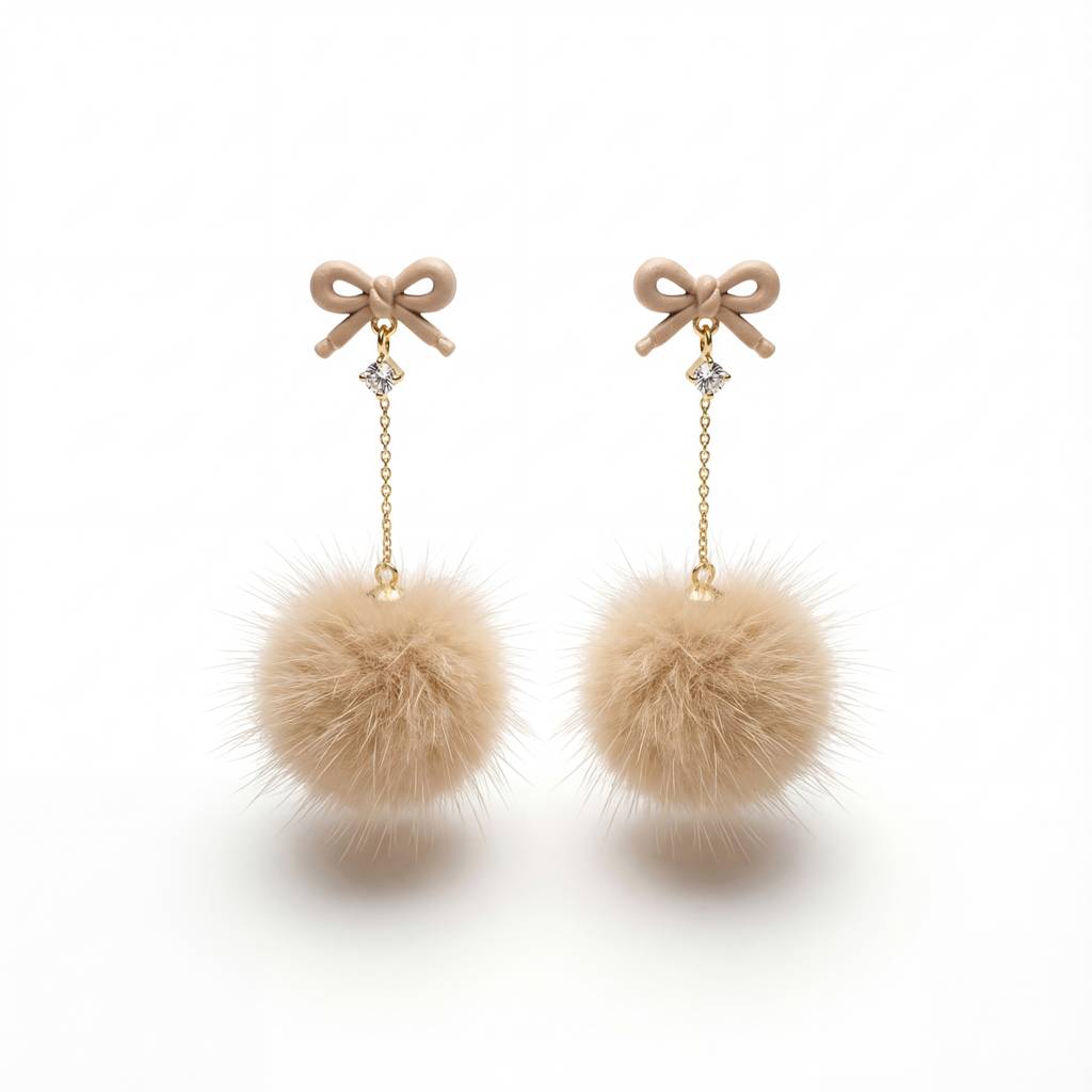 Korean Silver Mist Crystal Pom Drops : YUFSER331