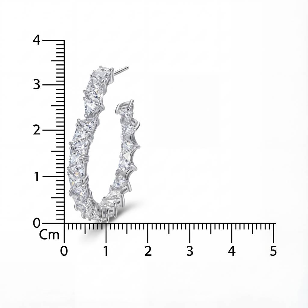 Korean Prism Edge Crystal Hoops : YUFSER351