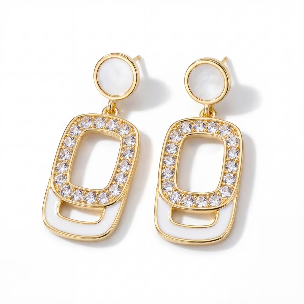Korean Art Deco Ivory Geometric Drops : YUFSER366