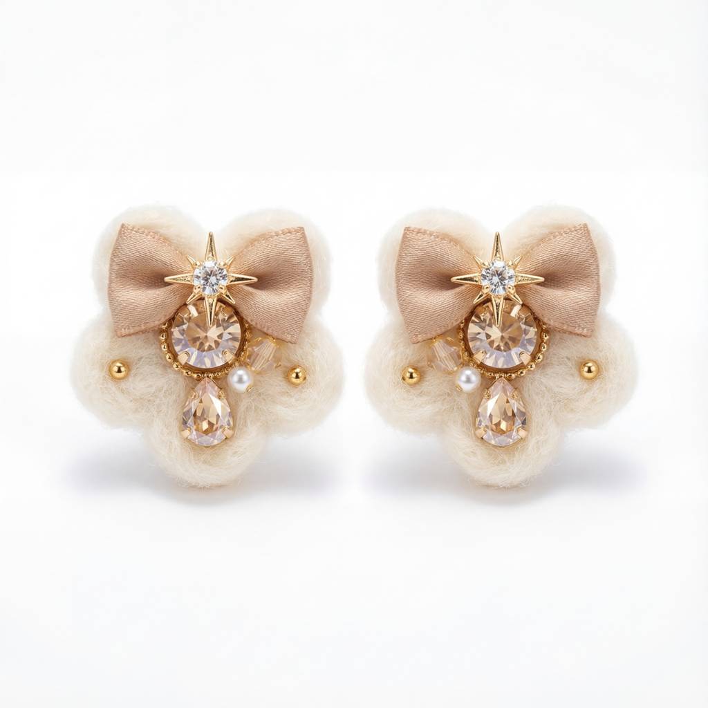 Korean Celestial Crochet Bow Studs : YUFSER368