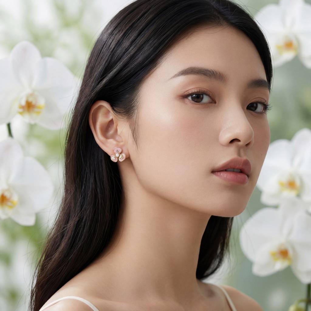 Korean Enchanted Blush Bloom Studs : YUFSER367