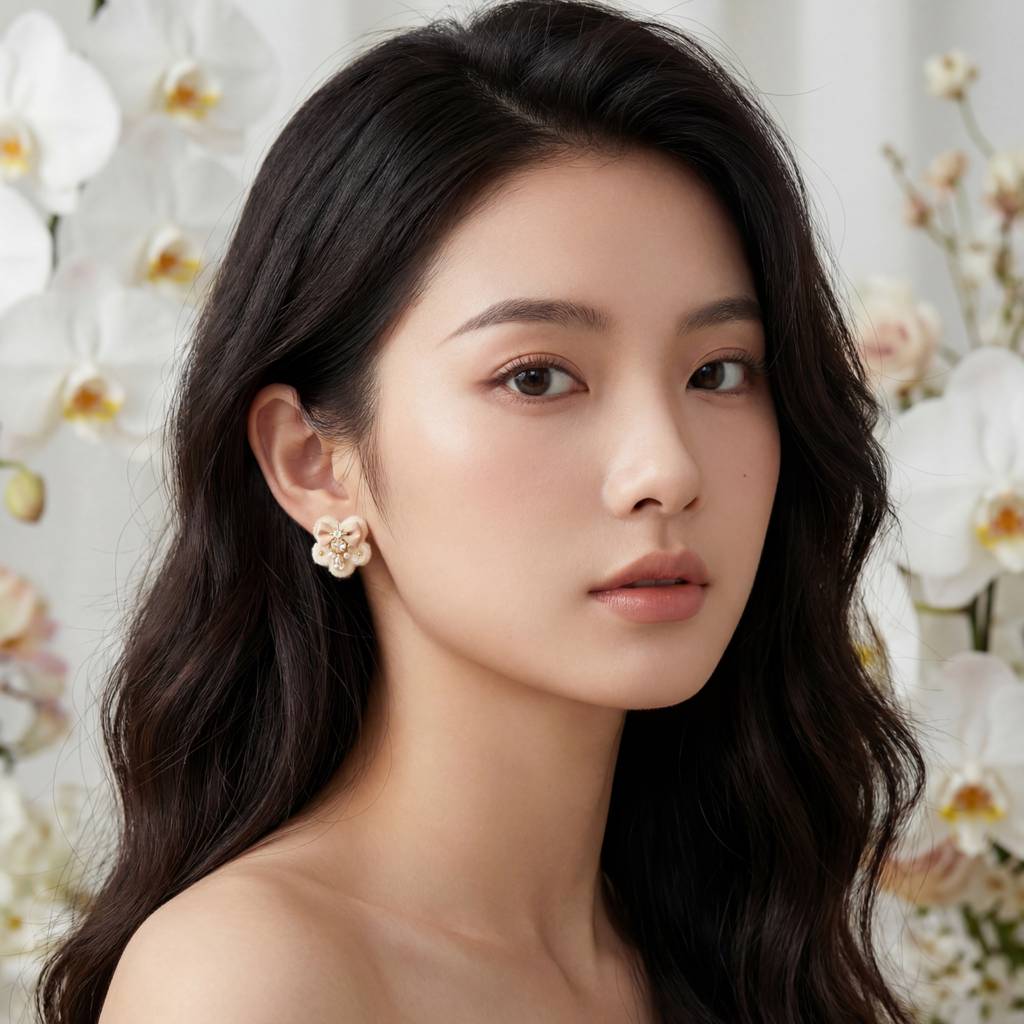 Korean Celestial Crochet Bow Studs : YUFSER368