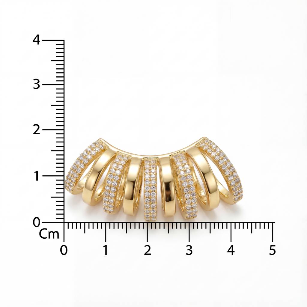 Korean Radiant Golden Ribbed Ear Cuff : YUFSER369