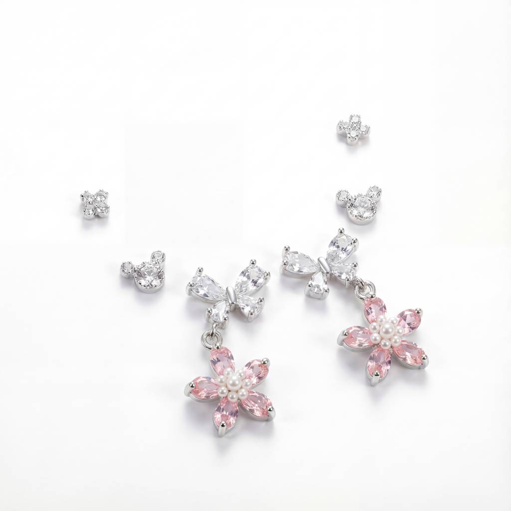 Korean Blossom & Butterfly Pastel Earring Set : YUFSER027-SP