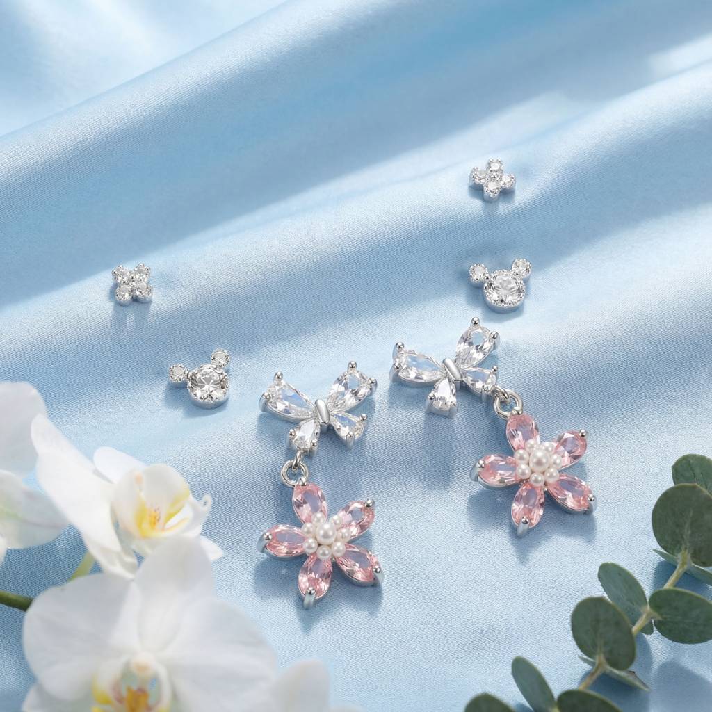 Korean Blossom & Butterfly Pastel Earring Set : YUFSER027-SP