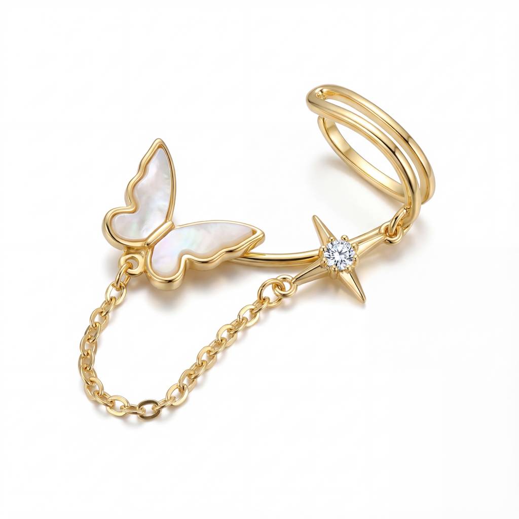 Korean Butterfly & Star Chain Cuff : YUFSER384