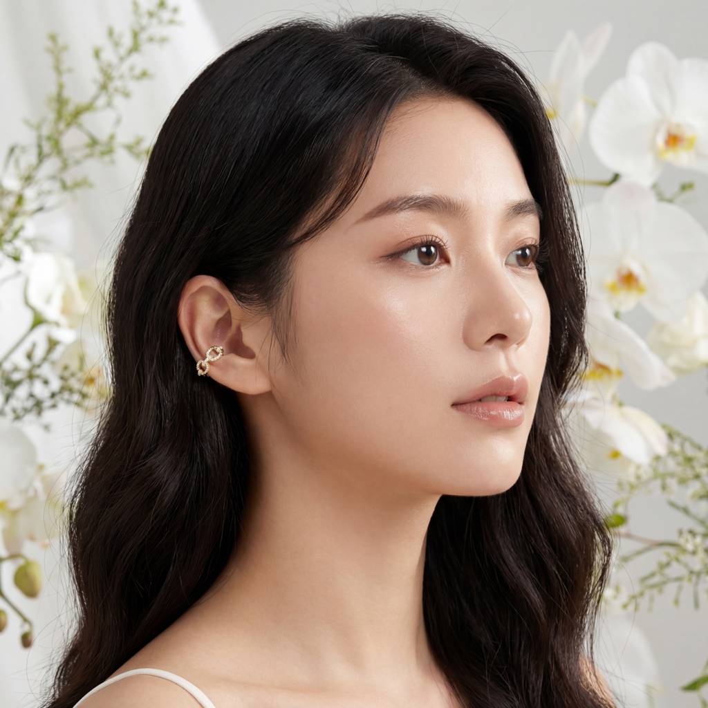 Korean Elara Pavé Link Ear Cuff : YUFSER373