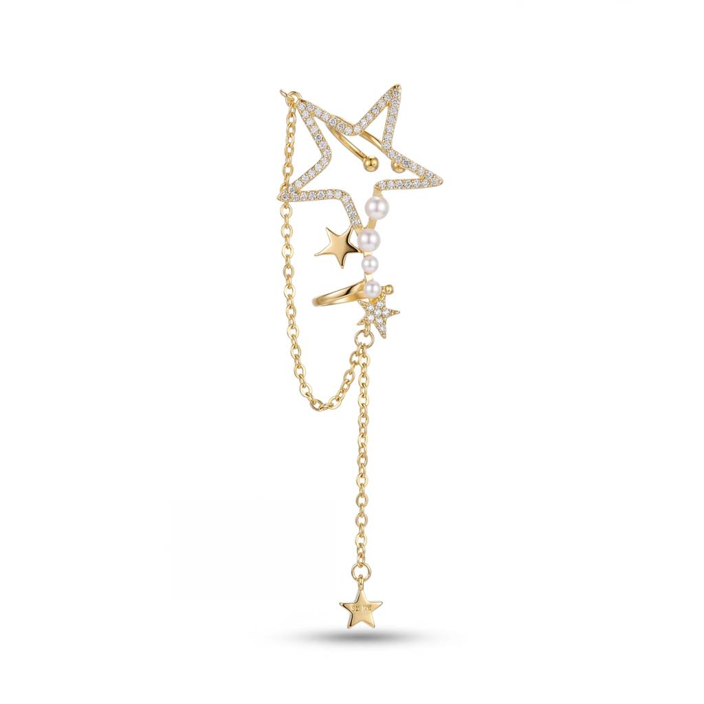 Korean Celestial Star & Pearl Drop Cuff : YUFSER376